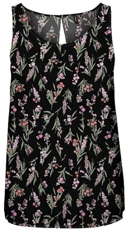 VERO Moda Damen Vmeasy Sl Tank R1 WVN Ga Top, Black/AOP:Mila, S EU