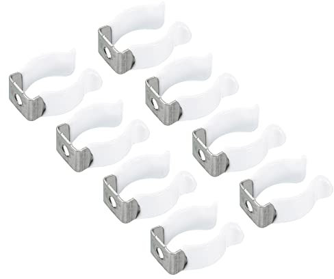 sourcing map 8Stk. T6 U Clips Halter Halterung LED-Lichtstreifenclips Rohrschellen Edelstahl Led Streifen Clips Rohrschellen für Leuchtstoffröhrenhalter weiß