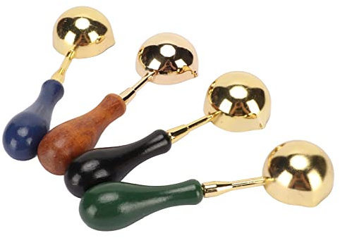 4 Teiliger Wachsschmelzlöffel, Eleganter Holzgriff, Kupferwachs, Siegellöffel für Siegellack, Stempel, Umschlag, Handwerk, Party Einladungen