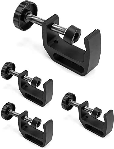 QWORK Universal C-Clamp for Desk Mount - 4-Pack Heavy Duty Versatile Clamps1/4-20 and 3/8-16 Thread Hole for Tables, Desks, and More