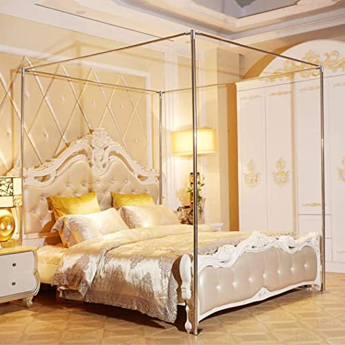 Moskitonetz Doppelbett Vier Eckbett Betthimmel Rahmen Edelstahl Betthimmel Rahmen Mückennetz Rahmen, Pfostenmontage, Moskitonetz-Halterung für Bett, einfache Montage