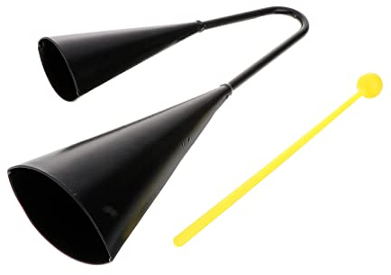 Toyvian Doppelte Metall Kuhglocke mit Holzhammer Schwarze Robuste Kuhglocke als Musikinstrument für Outdoor und Musikunterricht Kompakt und Klangvoll
