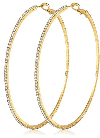 MOROTOLE 14K Gold Strass Ohrringe Mode Dünn Groß Reifen Ohrringe Hypoallergen Gold Reifen Ohrringe Frauen Mädchen Schmuck Geschenke 20/30/40/50/60/70mm Gold Reifen Ohrringe