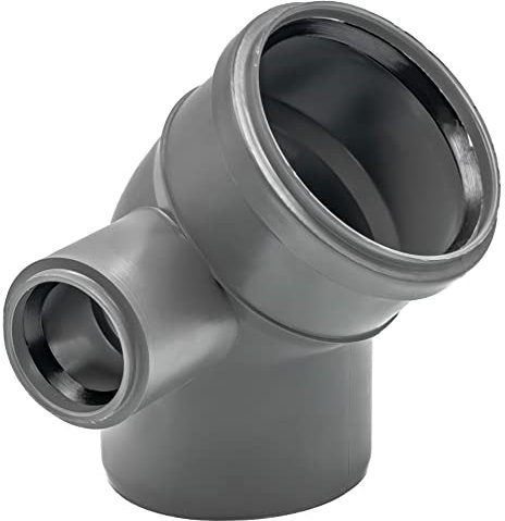 HT Tubo di derivazione arco DN 110 mm x 50 mm grigio | angolo di scarico plastica PVC PP (45° sinistro)