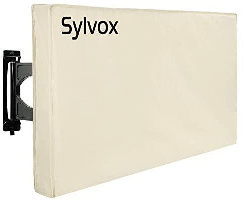SYLVOX Outdoor TV Cover for TVs with Fully Bottom Cover, Waterproof Weatherproof Dustproof Television Screen Protectors with Remote Control Pocket, Perfect for Outside TV Protection