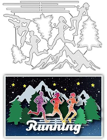 BENECREAT Lauf-Stanzschablonen, Sport-Prägung Metallstanzformen Schablonenformen Für Die Kartenherstellung, Papier, Scrapbooking, Album, Basteln, Festival, Geburtstagskarten-Dekor