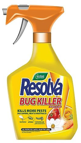 Resolva Bug Killer Spray -1 Litre Ready To Use Pest Control for Outdoor and Indoor Plants | Aphids, Caterpillars, Thrips and More Insecticide spray With Perfectonish Thanks you Sticker Packaging (2)