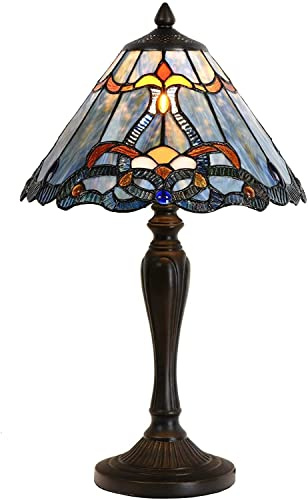 Bieye L30683 Baroque Tiffany Style Stained Glass Table Lamp Night Light, 12 Wx20 H