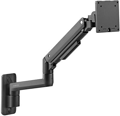 LogiLink Soporte de Pared para Monitor de 17 a 49 con Resorte de Gas, Apto para monitores Planos y curvos, Aluminio