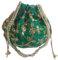 Handgefertigte Potli-Tasche für Damen, indischer Samt, Party, Hochzeit, Clutch, traditionelles Geschenk, smaragdgrün, 22x20 cm