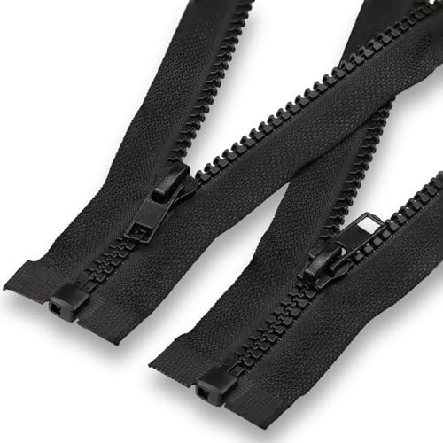 #5 Trennreißverschlüsse für Jacke: YZSFIRM 2 schwarze 61 cm Kunststoff-Reißverschlüsse – Ersatzmantel mit offenem Ende