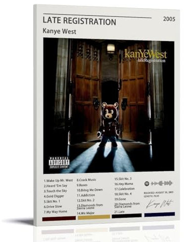 TANZEM Kanye West Poster mit Albumcover für späte Registrierung, dekoratives Gemälde, Leinwand-Wandposter und Kunstdruck, modernes Familienschlafzimmer-Dekor-Poster, 30 x 45 cm