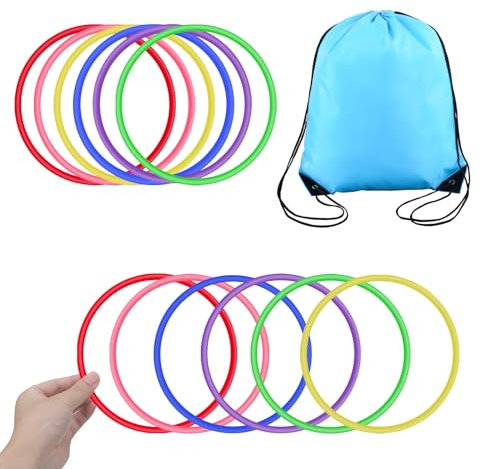 OOTSR 12 Stück Kunststoff Toss Ringe Set für Ring Toss Spiel, Drinnen draußen Kinder Target Übungsspiele, Party Favor Spiele, Karneval, Garten (6 Farben, 15cm)