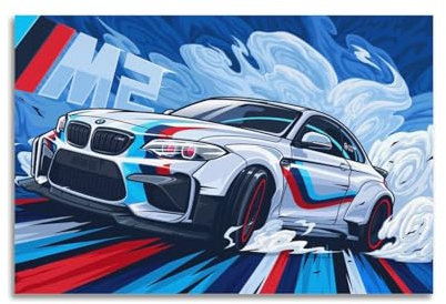 HUANA Rennwagen-Poster für BMW M2, Supersportwagen-Poster, Modernes Wandbild für Schlafzimmer, 30 x 45 cm