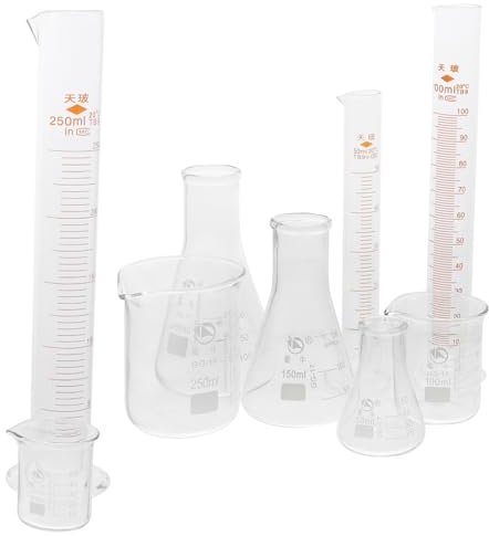 Ciieeo 9pcs Scientific Lab Glassware Kit Beaker Cylinders Flask for Chemistry