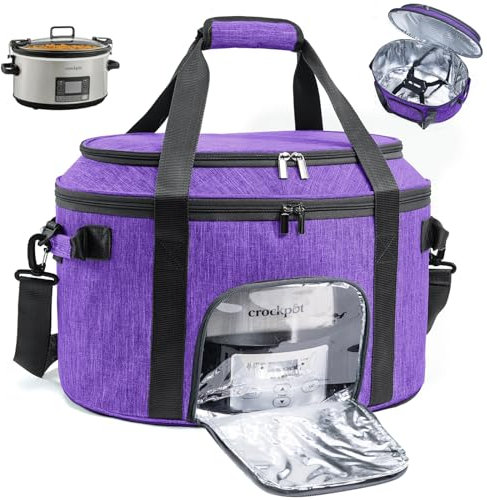 BAGSPRITE Borsa da trasporto a doppio strato per Crockpot da 6-8 litri, borsa da viaggio con coperchio, custodia portatile per pentole di coccio, borsa per cottura lenta con finestra trasparente