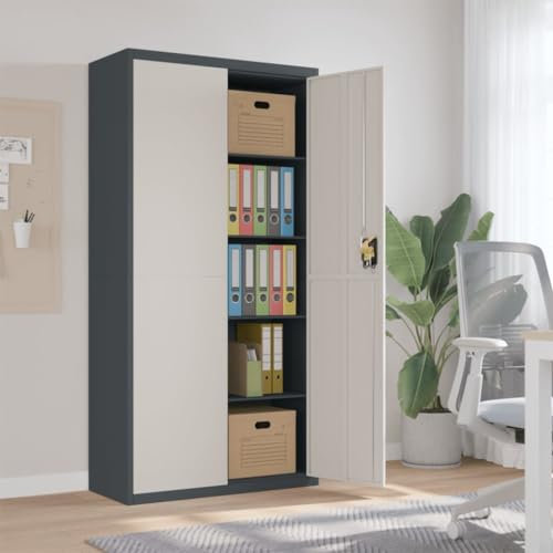 RAUGAJ Aktenschränke Aktenschrank Anthrazit und Weiß 90x40x180cm Stahlmöbel
