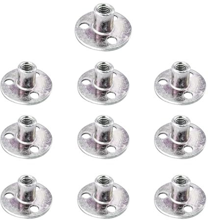Aoktorkit 10 Stück M12 Brad Hole T-Nuts Karbonstahl T-Muttern Innengewindeeinsatz T-Muttern Runde Basis Einschraubflanschmuttern zur Befestigung von Verbindungsstücken Möbeln