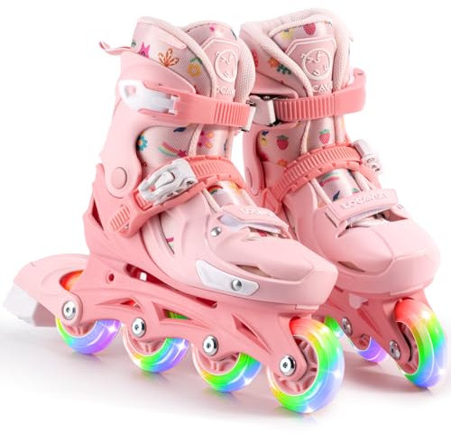 Locavun Inliner Kinder 4 Größen Verstellbare Inline Skates für Mädchen Größe 26-29 29-34 30-35 Inlineskates mit 82A PU Rollen Rollerskates