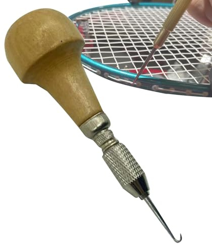 Tennisschläger-Saiten-Werkzeug zum Glätten von Tennisschlägern, Reparatur von Tennisschlägern – Badmintonschläger Saitenabzieher mit Holzgriff für Tennisschläger