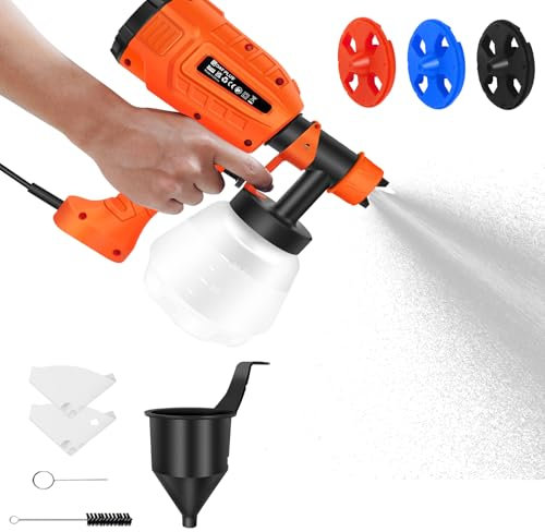 Fence & Decking Paint Spray Gun, Electric HVLP Paint Sprayer Powerful Handheld Spray Gun with 1000ml Paint Bucket and 3 Spray Patterns, Paint Sprayers for Decorating, Painting Fences, Walls, Ceilings