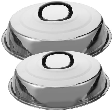 VINTORKY Edelstahl Runde Lebensmittel Tablett Deckel Basting Abdeckung Grillplatte Abdeckung Für Lebensmittel Küche Gadgets Fisch Grillen Tablett Abdeckung