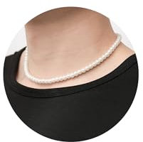 RWQIAN Perlenkette Herren Damen 6mm Perlen Kette Weiße Faux Perlenkette Choker Halskette Perlen Schmuck 40cm