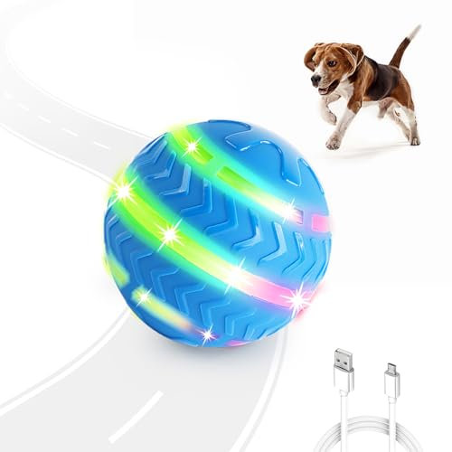ALL FOR PAWS Interaktiver Hundeball, Bewegungsaktivierter Rollball für Hunde, Interaktiver Hundespielzeug USB wiederaufladbar mit LED-Lichtern für Langeweile Indoor Outdoor