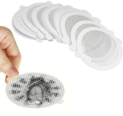 XINCHENG 10Pcs Disposable Shower Drain Hair Catcher Mesh Stickers, Adhesive Round Drainage Protector for Kitchen Laundry Bathroom Bathtub Floor