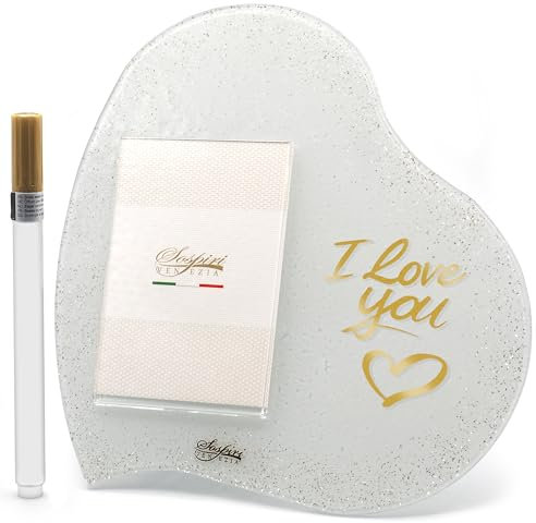 Sospiri Venezia - Cadre photo personnalisable en verre de Murano, cadre photo de table, idée cadeau Saint Valentin, fête des pères, anniversaire, maman, baptême, bonbonnière (blanc)