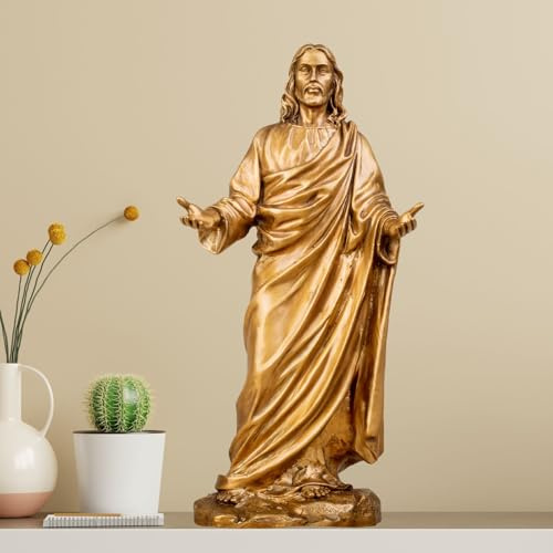 MILY-ART Bronze-Statue Jesus Christus mit offenen Armen, 31 cm | Handgefertigte Bronze, Wachsausschmelzguss, offenes Jesus-Design, religiöse Kunst für Altars, Häuser und Gebetsräume