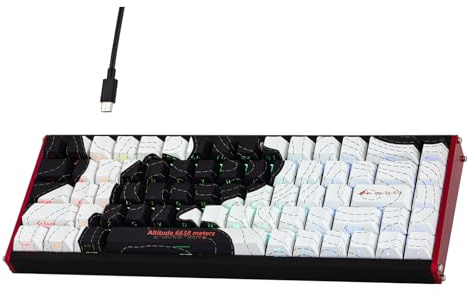 MechLands ALUX68 HE Aluminium Rapid Fast Gaming Tastatur mit Magnet-Schaltern, Kabelgebundene Hall-Effekt-Tastatur mit 8K Polling Rate, 0.125ms Latenz, RGB (Schwarz Topographisch, ALUX68 MAX)
