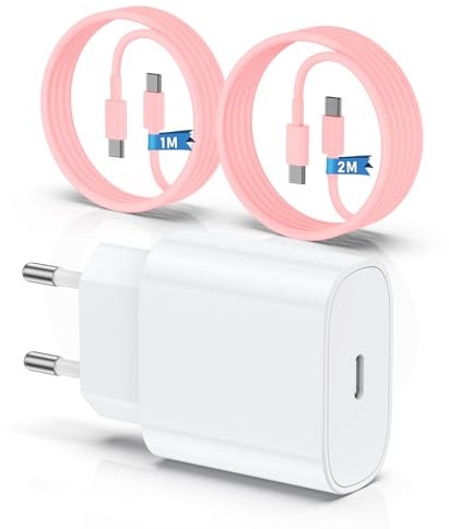 QZIIW Chargeur pour iPhone 15 16, 20W Apple Original Chargeur Rapide avec 60W 1M+2M câble de Charge Rapide pour iPhone 16/16 Pro/16 Max/16 Plus/iPhone 15/15 Pro/15 Max/15 Plus/iPad Pro/Air/Mini.