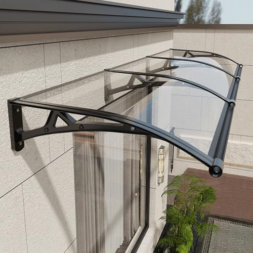 KUZRZNH Vordach für Haustür Überdachung 120x250cm Fenstermarkisen außen mit Aluminium Halterung Regen- und Schneeschutz langlebiges Polycarbonat Vordach für Balkon UV Garage Transparent