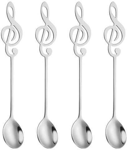 4 Pcs Stainless Steel Coffee Teaspoon - Musical Note Spoons for Dessert and Stirring