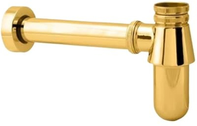 MWAHJU P-Trap im Alten Stil, massives Messing, Wandsiphon, Flaschensiphon mit Ablaufgarnitur, Sanitärrohr FüR KüChe(Gold)