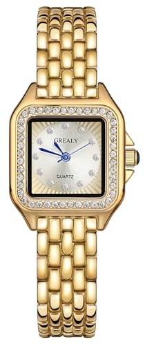 AOOSU Damenuhr Rechteckige, Damen Analog Quarz Uhr mit Metallarmband, Kleine Uhren Damen Einfache Business Klassische Armbanduhr Lässig Quarzuhr Kleideruhr Elegant