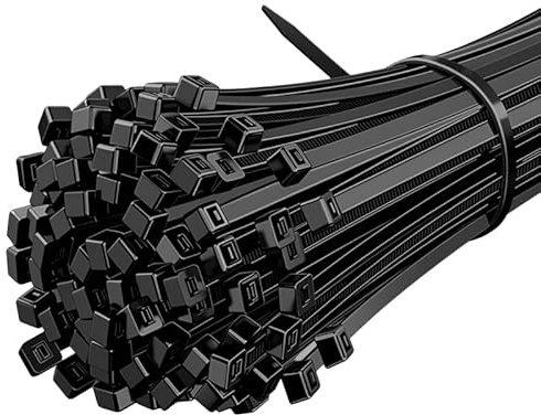 Tesmax 100 Stück Kabelbinder Schwarz Set UV Beständig-300mm x 4.8mm | Militärische Nylon 66 Material,Temperaturbeständigkeit von -40°C bis +85°C,Zugfestigkeit Bis Zu 22kg Einfach bedienen