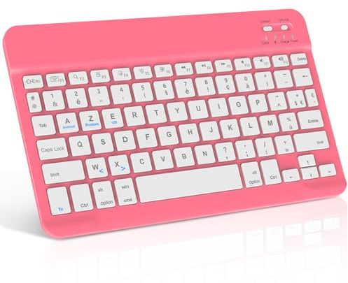 FOGARI Clavier Tablette Bluetooth 10 Pouces, Léger Fin Keyboard | AZERTY Français Clavier pour iPad Samsung Redmi/XiaomiPad HuaweiPad HonorPad, Fire HD, pour Android/iOS/Fire OS, Rouge