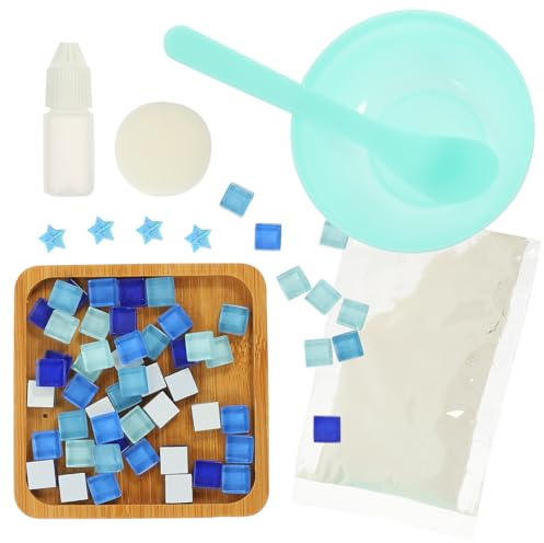 Kinderspielzeug Mosaik Getränkehalter Selbstgemacht Untersetzer Basteln | Bambus Glas Kunststoff, Glatte Kanten und Tischschutz, 1 Satz mit Decals für Kreative Bastelzeit Weihnachten Party