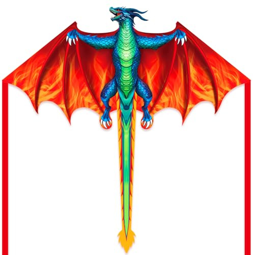 Kaiciuss Drachen-Drachen für Kinder, Erwachsene & Anfänger | Leicht montierbarer Einleinen-Flugdrache 150×150 cm, inkl. 91m Leine mit Griff für Strand & Park
