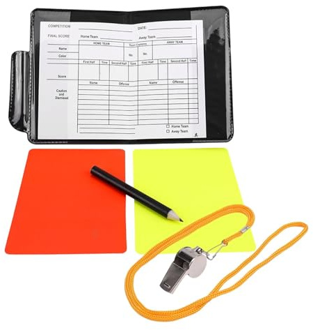 Ajsdvog Referee Cards Set with Whistle Lanyard Red Yellow