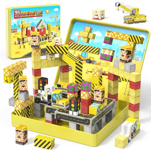 iKidiki Mini Magnetische Bausteine Reiseset 99 PCS, Reisespiele Kinder | Geschenk Junge 3-8 Jahre Beschäftigung Für Kinder Im Flugzeug Spielzeug ab 3-8 Jahre Jungen Geburtstagsgeschenk für Mädchen