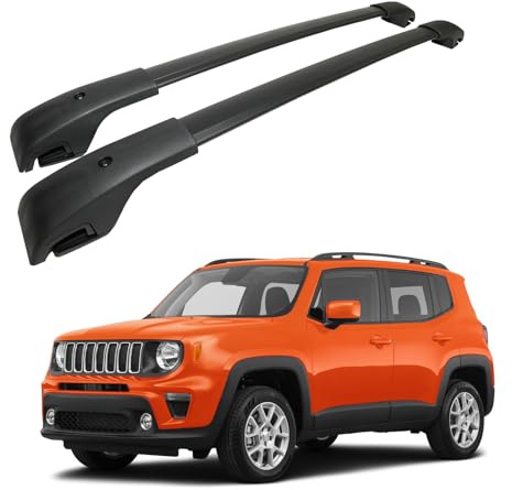 J&J AUTOMOTIVE Dachträger für Jeep Renegade seit 2015, OEM-Stil, Aluminium, Schwarz, 2 Stück, einfache Montage, Gepäckträger, hohe Festigkeit