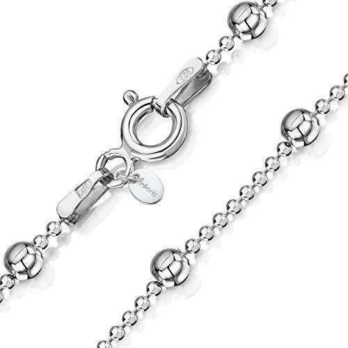 Amberta 925 Sterlingsilber Damen-Halskette - Kugelkette mit größeren Kugel - 1.1 mm Breite - Verschiedene Längen: 40 45 50 55 60 cm (45cm)