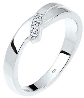 Elli DIAMONDS Ring Women Engagement Classic Trio with Diamond (0.04 ct.) in 925 Sterling Silver