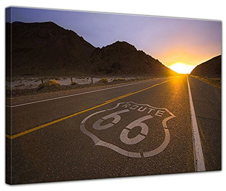 Bilderdepot24 Bild auf Leinwand | Historische Route 66 - USA in 80x60 cm als Wandbild | Wand-deko Dekoration Wohnung modern Bilder | 16100