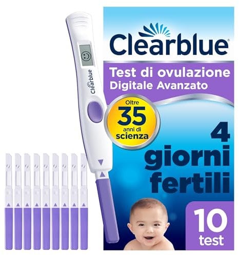 Test di ovulazione Clearblue Digitale Avanzato . Aumenta le tue possibilità di rimanere incinta,1 portastick digitale e 10 Test di ovulazione, prova l'app GRATUITA Tracker mestruazionieciclo Clearblue