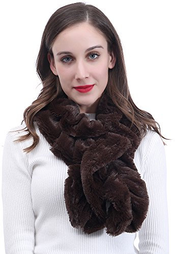 Lina & Lily Plain Ombre Farbe Fell Faux Fur Damen Winter Twist Schal Schlauchschal (Braun)