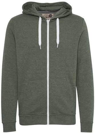 Solid SDOlli Zip-Hood Herren Sweatjacke Kapuzenjacke Hoodie mit Kapuze Kordelzug Reißverschluss Kängurutasche Regular fit, Größe:2XL, Farbe:Climb Ivy Melange (8785)
